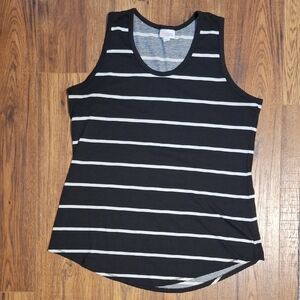 LuLaRoe Black and White Striped Tank Top Size XL
